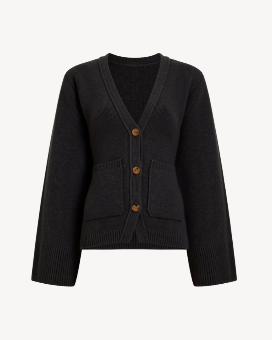 Merino Wool Cardigan black - La Rue Copenhagen